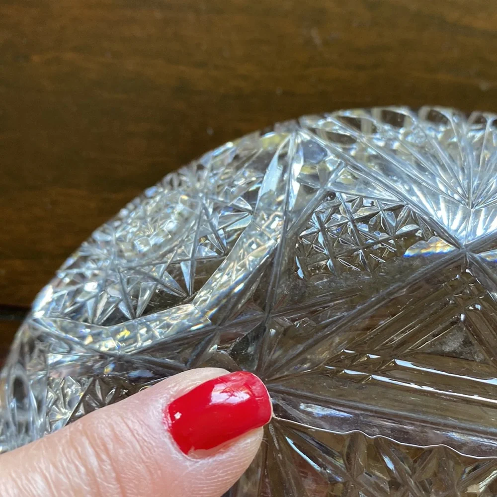 Antique Cut Glass ABP Paneled Star Serving Dish - Clear!
